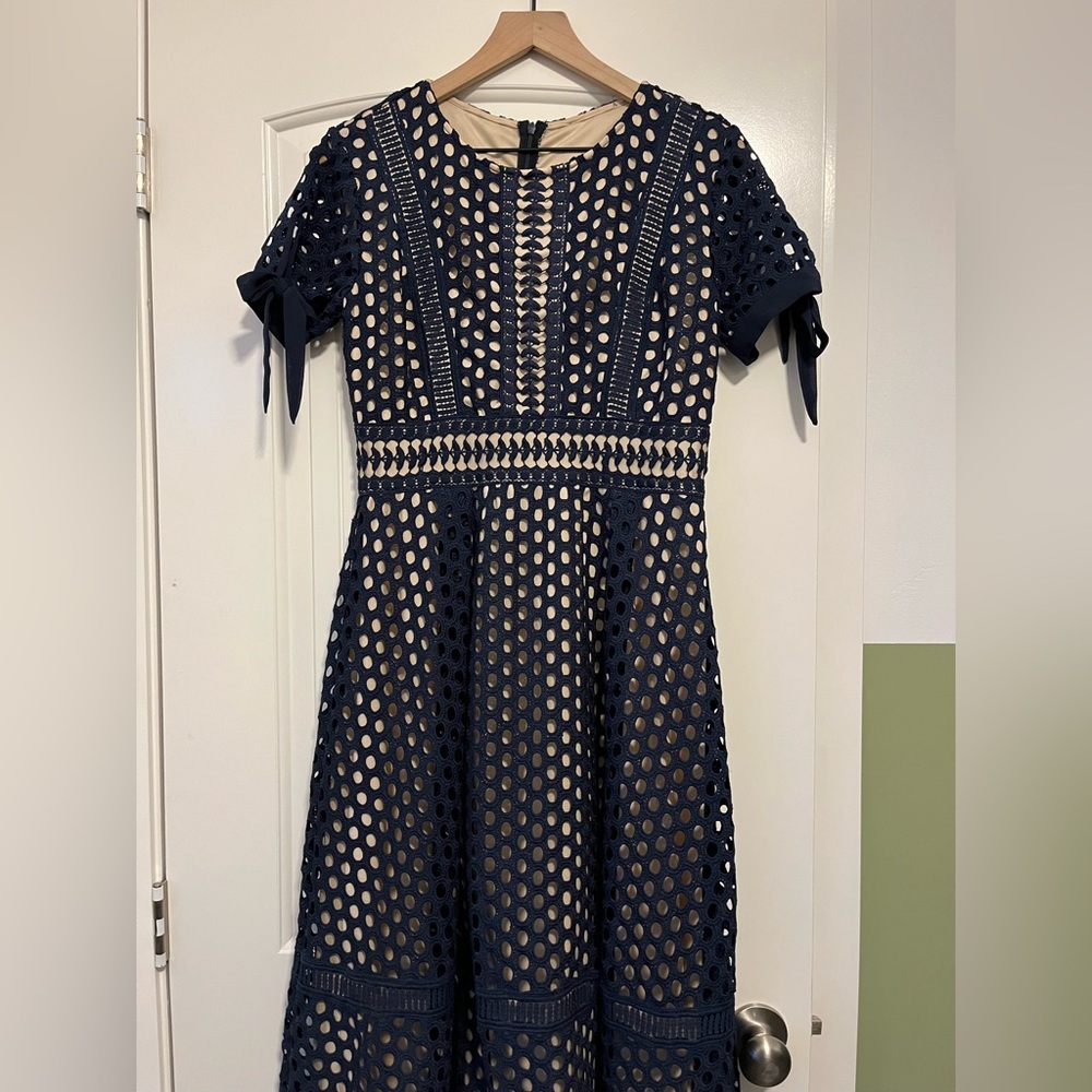 Navy Blue Lace Dress